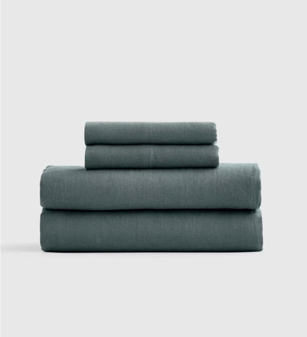 QUINCE European Linen Sheet Set CAL KING in OCEAN